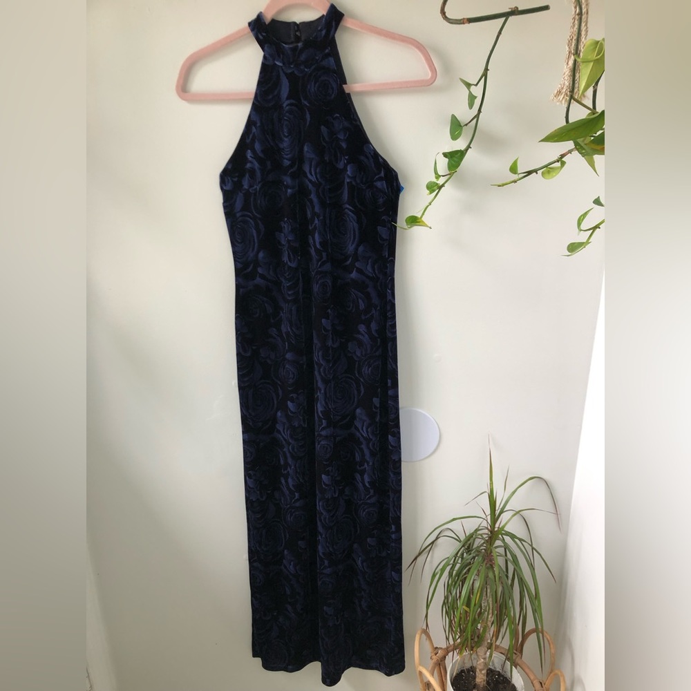90’s velvet halter dress